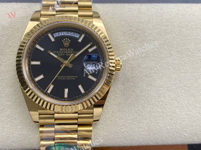 AR Factory Rolex Daydate 40*12.2mm 3255 Movement Black Face Index Markers Watch